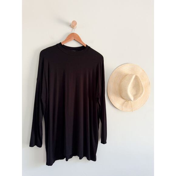 Eileen Fisher | Lightweight Viscose Jersey Tee in Black | Sz L - Picture 1 of 8